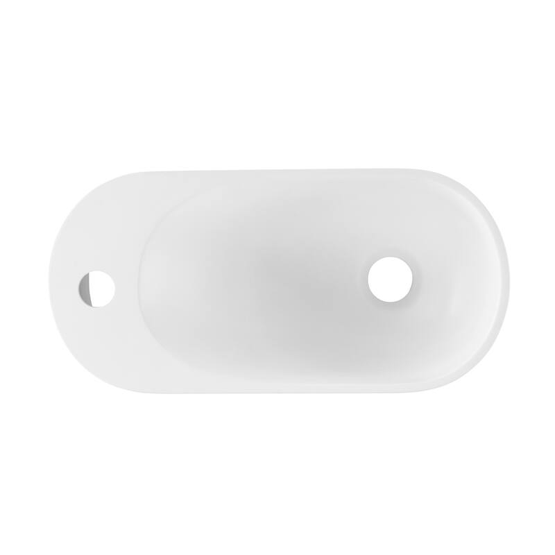 Terre 18" Solid Surface Oval Wall-Mounted Sink With Left Side Faucet Mount In Matte White - 18