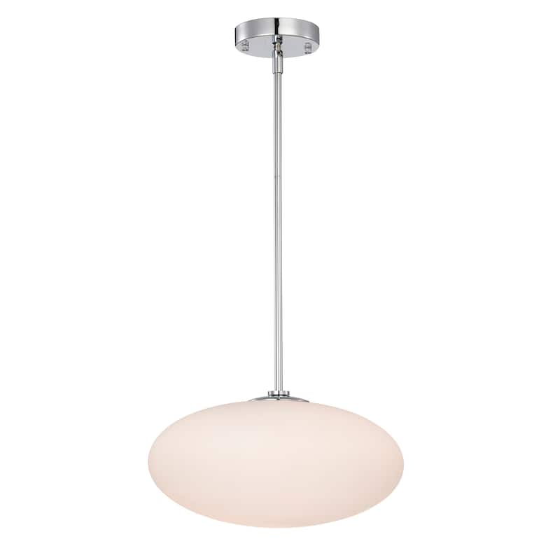 Livia Chrome Pendant Light with Glass Oval Frosted Shade