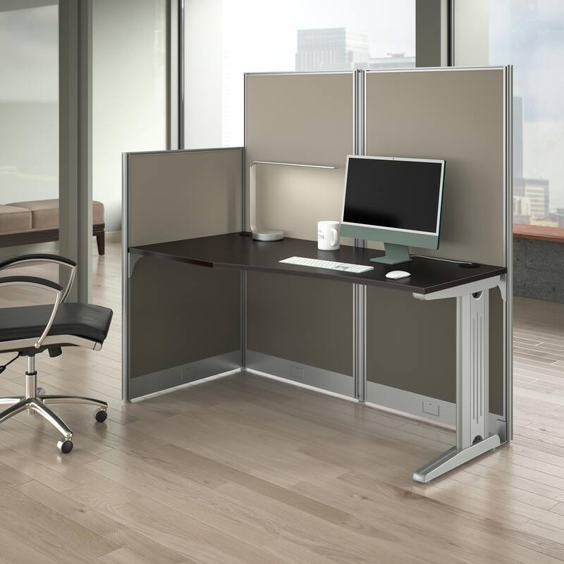 Office in an Hour 65W Cubicle Workstation by Bush Business Furniture - Mocha Cherry