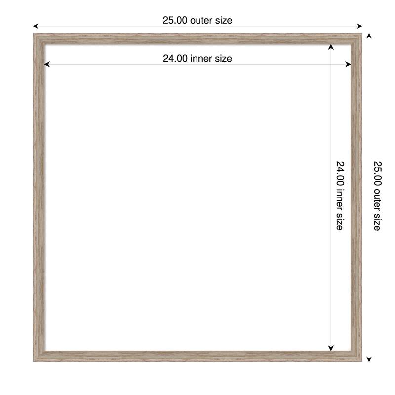 Amanti Art Hardwood Wedge Mocha Framed Dry Erase Magnetic Board - 25 x 25 in - Hardwood Wedge White Wash