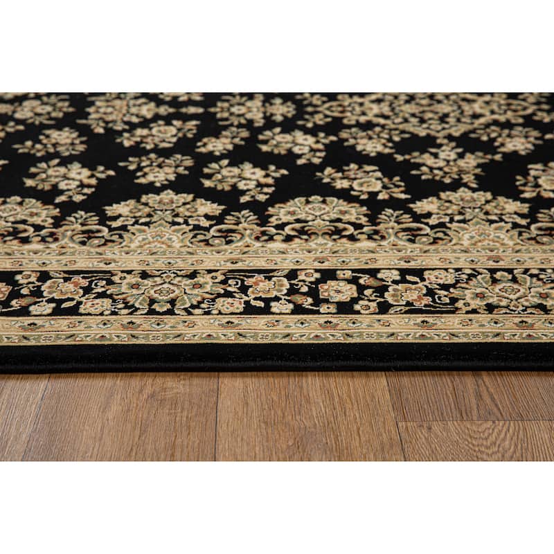 Izmir Collection Black/Beige Transitional Floral/Botanical Area Rug