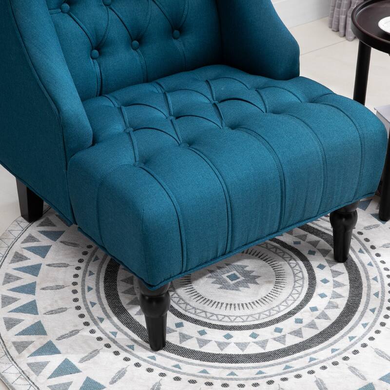 Copper Grove Erin Tufted Linen Upholstered Tall Wingback Accent Chair