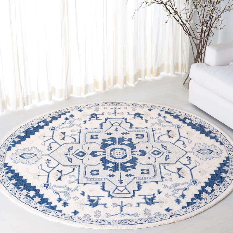 Lauren Ralph Lauren, Handmade Gunnhild Wool Rug - 6' Round - Ivory/Navy