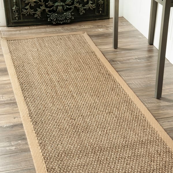 slide 2 of 11, Nuloom Kiana Casual Seagrass Bordered Area Rug 2' 6" x 10' - Beige