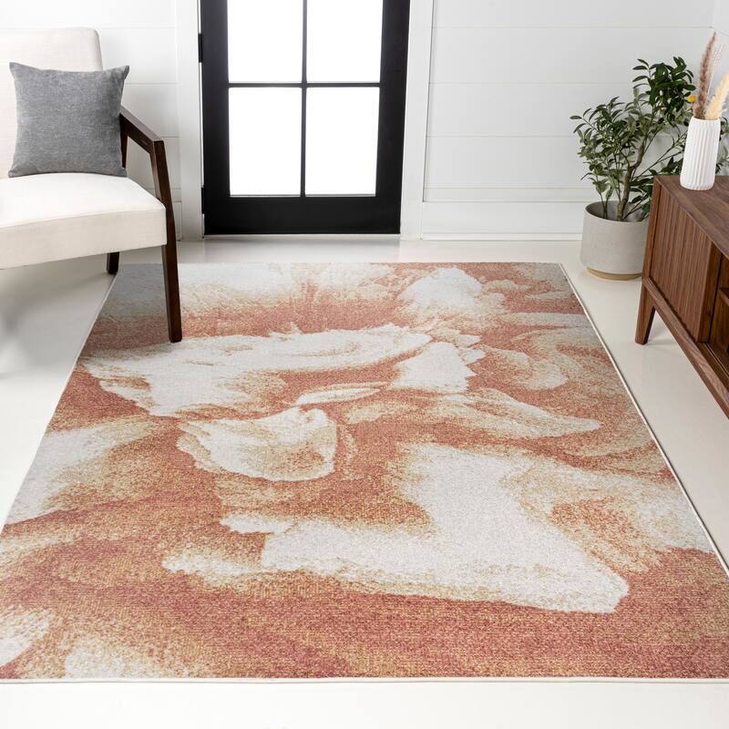 JONATHAN Y Marmo Abstract Two-Tone Modern Area Rug - 3 X 5 - Orange/Cream