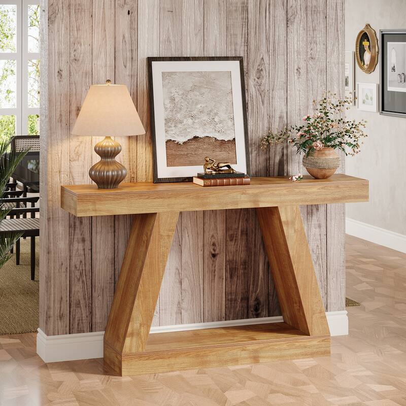 55 Inches Farmhouse Entryway Console Table with Storage