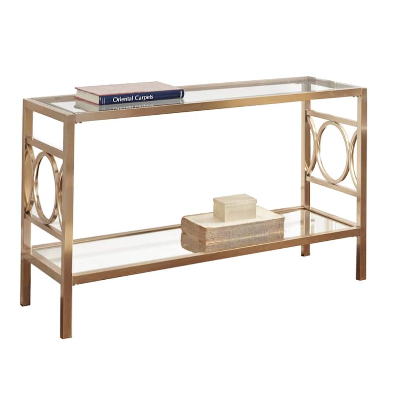 Steve Silver Oria Modern Tempered Glass and Gold Metal Sofa Table