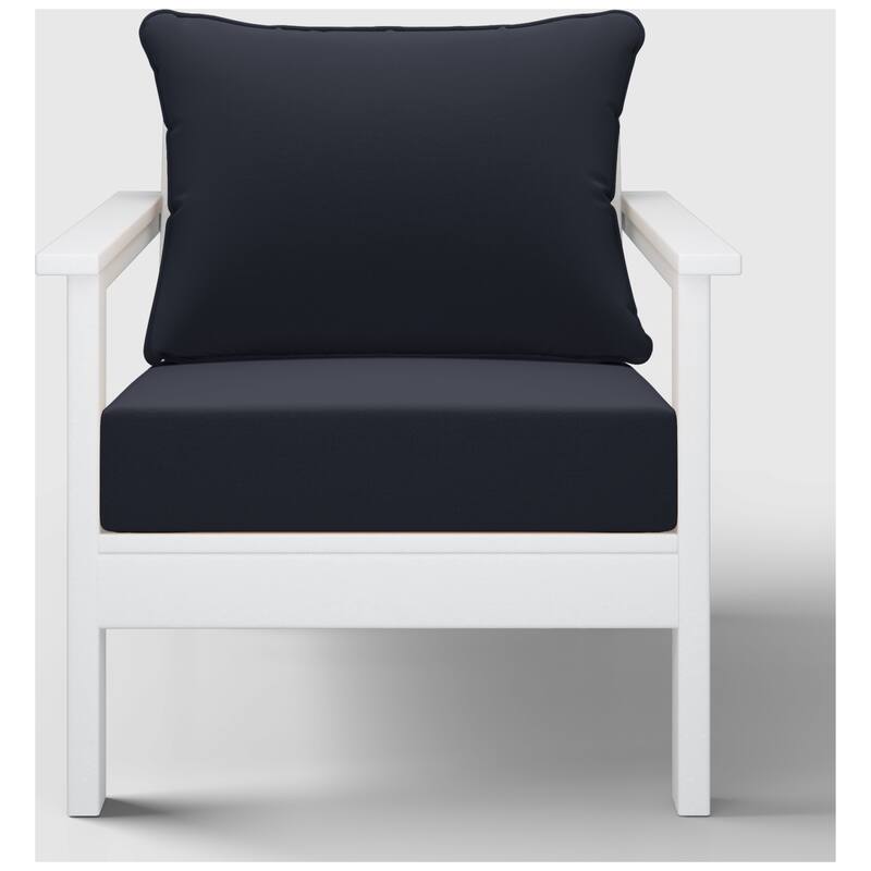 Birchwood All Weather HDPE Outdoor Patio White Deep Seating Conversation Set With Cushions (2-Piece)