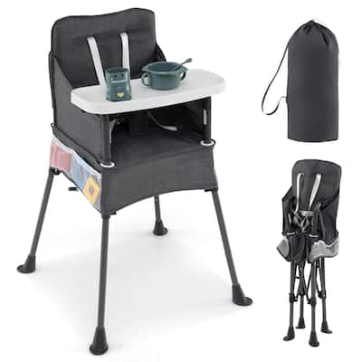 Costway Folding Baby High Chair with 2-position Tray Adjustable Safety - See Details