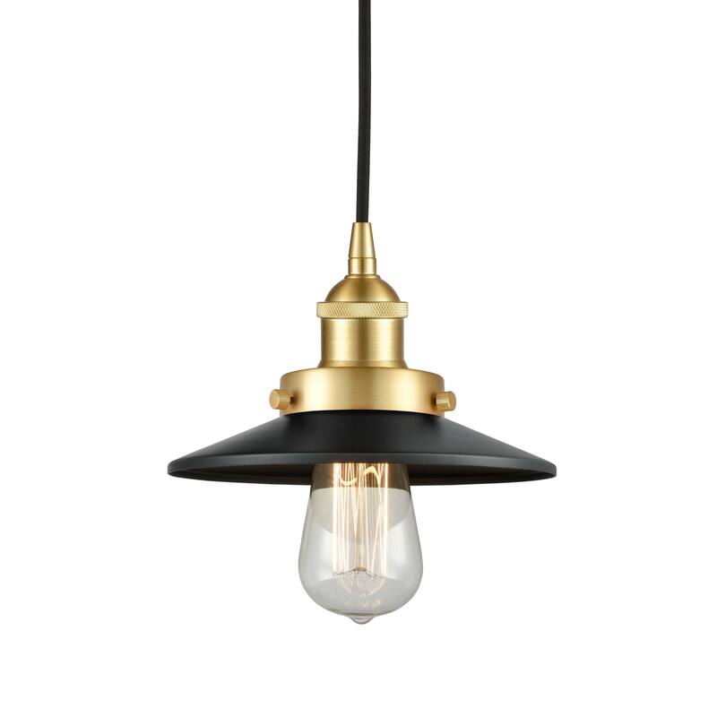 Innovations Lighting 616-1PH-6-8 Railroad Pendant Railroad 8" Wide - Satin Gold / Matte Black