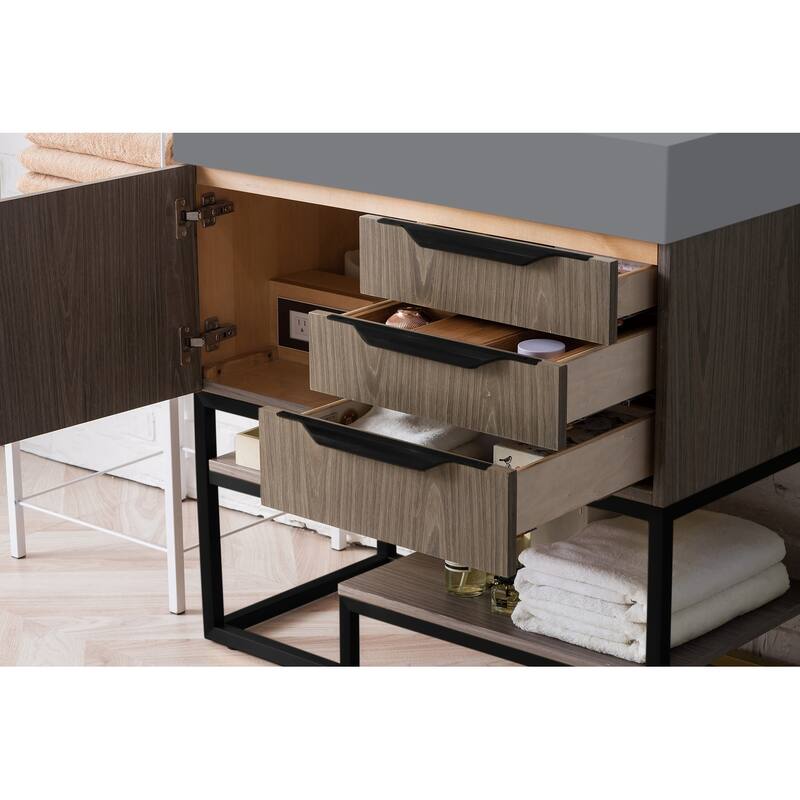 James Martin Vanities Columbia 36" Single Vanity, Ash Gray with Matte Black Hardware