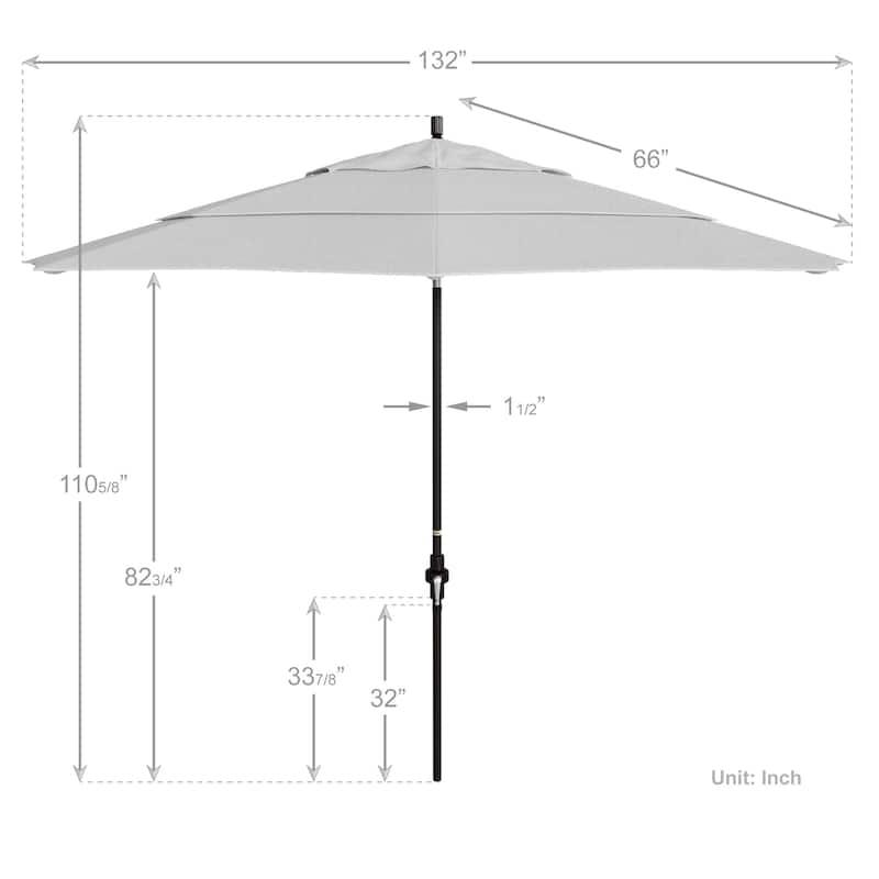 California Umbrella 11' Rd Golden State Series Patio Umbrella Bronze Aluminum Frame Crank Lift Collar Tilt Sunbrella