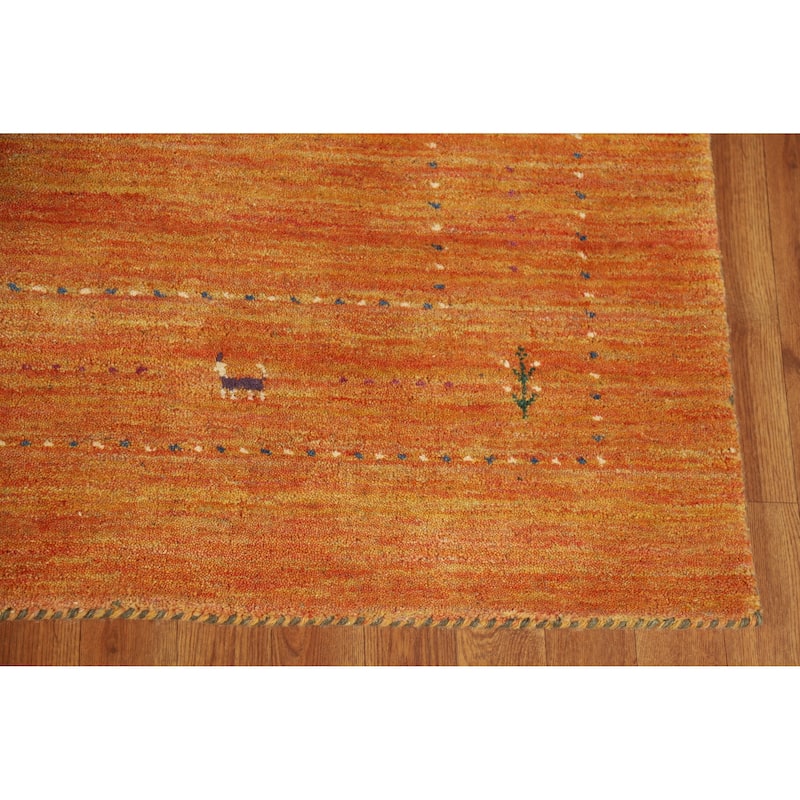 Hand Knotted Oriental 100% Wool Carpet Tribal Tribal Oranges & Rust Gabbeh Area Rug - 7' 8'' X 4' 11''
