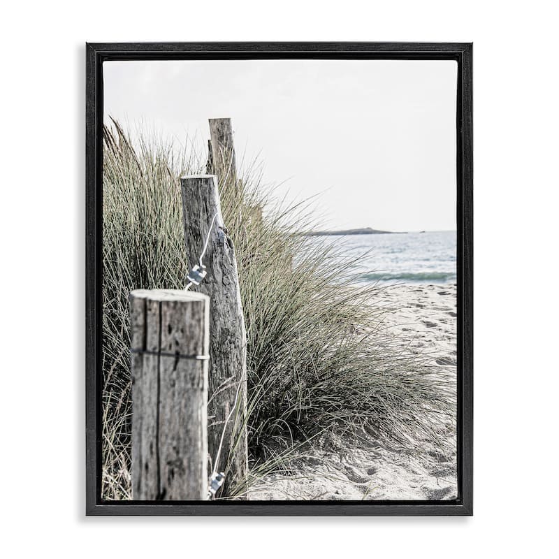 Stupell Coastal Beach Landscape Framed Floater Canvas Wall Art Design by Incado