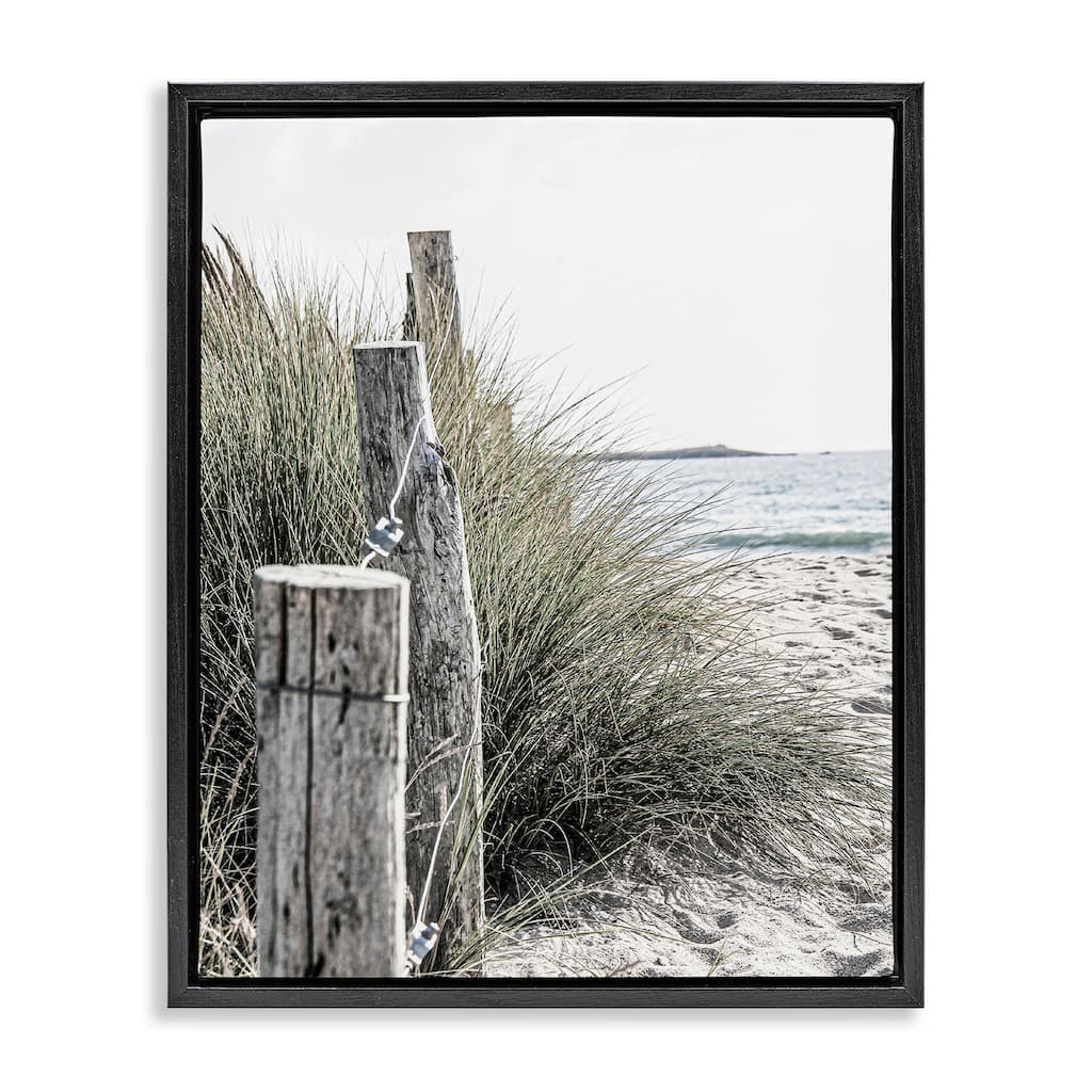 Stupell Coastal Beach Landscape Framed Floater Canvas Wall Art Design by Incado