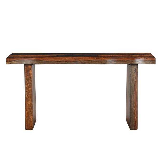 HomeRoots 60" Dark Brown Solid Wood Frame Console Table - 60.00 in. x 30.00 in. x 16.00 in.