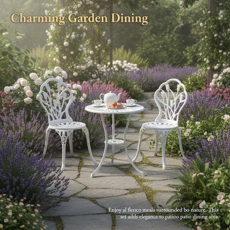 Modern 3-Piece Outdoor Bistro Set with Chairs and Table