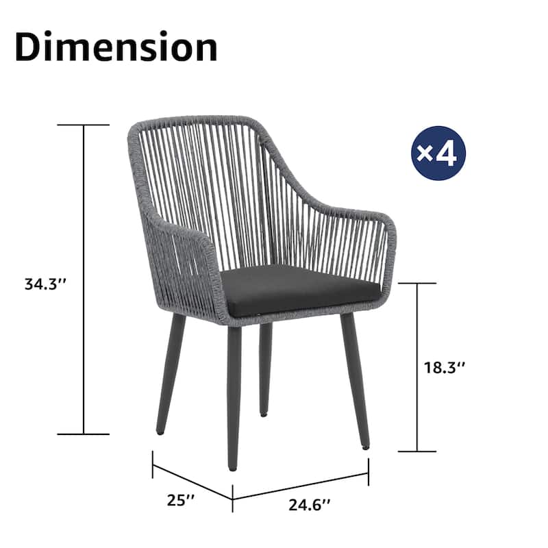 Patio Wicker Cushioned Dining Chairs (Set of 4)