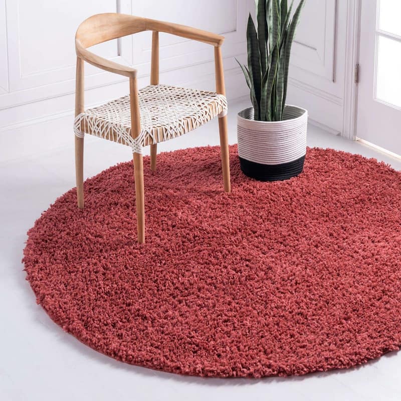 Shag Turhal Collection Area Rug - Poppy - 4' Round