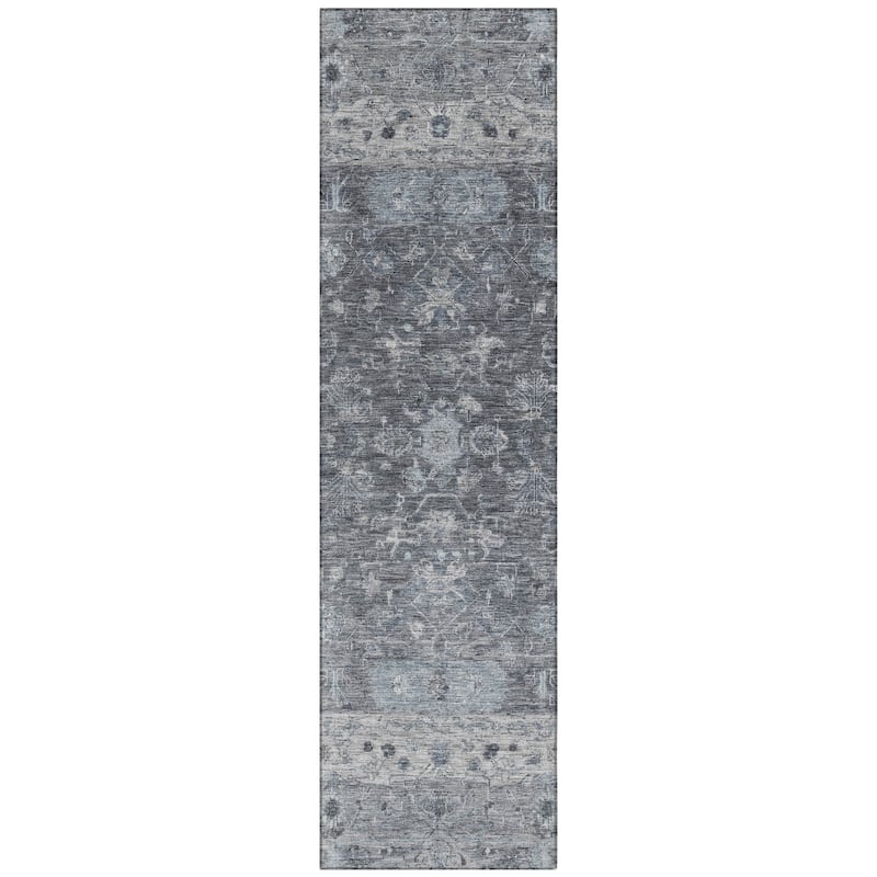 Machine Washable Indoor/ Outdoor Traditional Border Chantille Rug
