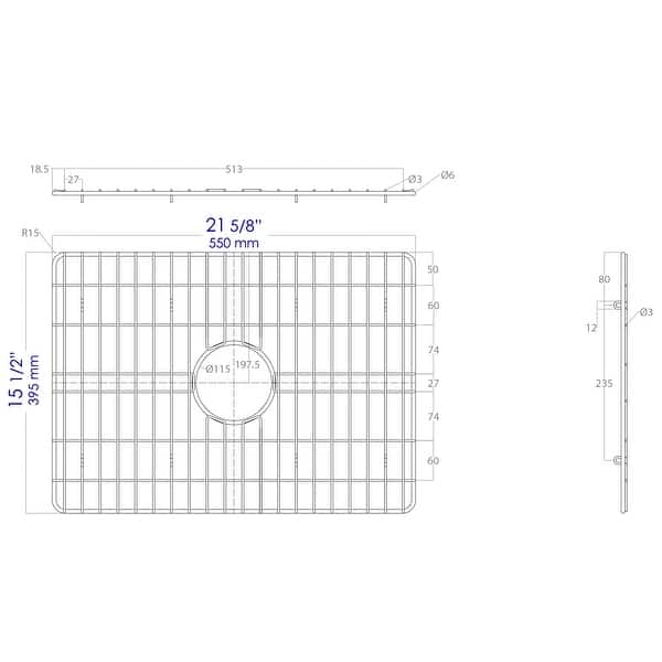 ALFI brand ABGR24 Solid Stainless Steel Kitchen Sink Grid for ABF2418 Sink