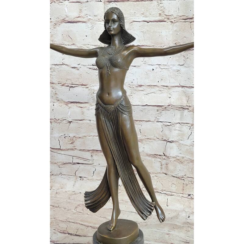Descomps Art Deco Belly Dancer Showgirl Figurative Bronze Sculpture Statue Decor