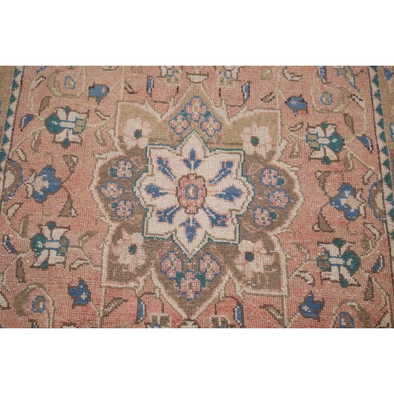 Floral Pink Sarouk Persian Accent Rug Hand-Knotted Wool Carpet - 3'7" x 6'1"