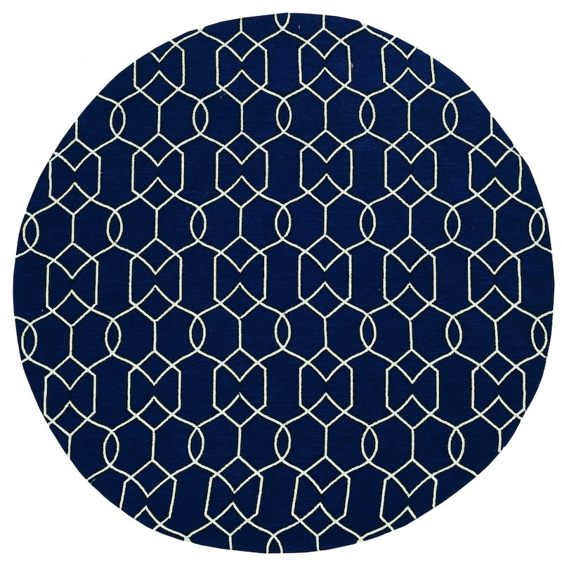 Jana Sleek Geometric Weather Resistant Heritage-Inspired Hand-Woven Round Outdoor Rug - 7' Round