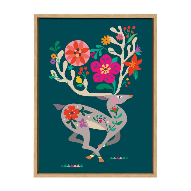 Kate and Laurel Sylvie Reindeer 2 Framed Canvas by Rachel Lee