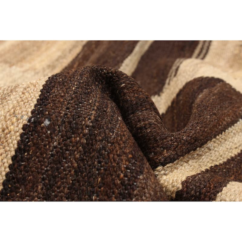 ECARPETGALLERY Flat-Weave Boho Beige Wool Kilim - 4'9 x 6'7