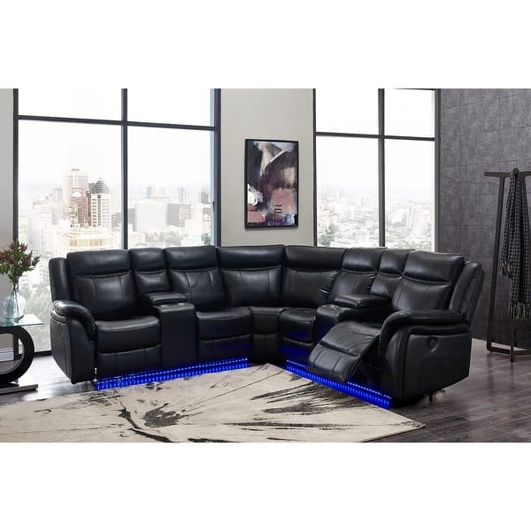 Gray Polyester Blend Reclining U Shaped Three Piece Corner Sectional With Console Gray Polyester Blend Reclining U Shaped Three Piece Corner Sectional With Console