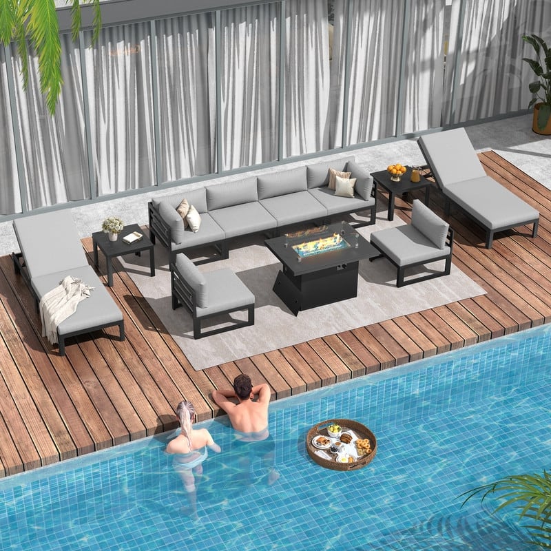 FINCATI Aluminum Outdoor Patio Furniture Conversation Sectional Sofa Set