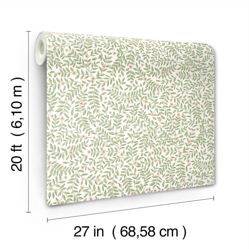 Rifle Paper Co. Elodie Cream Petite Floral Premium Peel + Stick Wallpaper