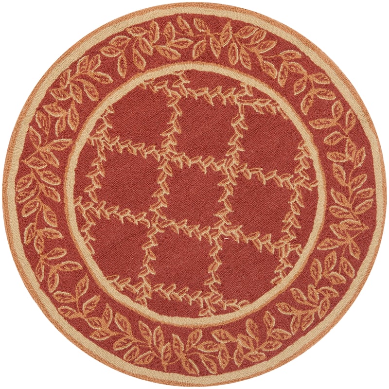 SAFAVIEH Handmade Chelsea Sunstripe Trellis French Country Wool Rug - 3' Round - Rust/Gold