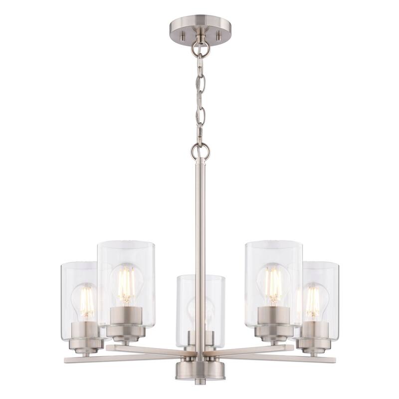 Park Ridge 5-Light Round Chandelier, Clear Glass Shade, Pendant Fixture for Dining Table Kitchen Entryway Bedroom Island