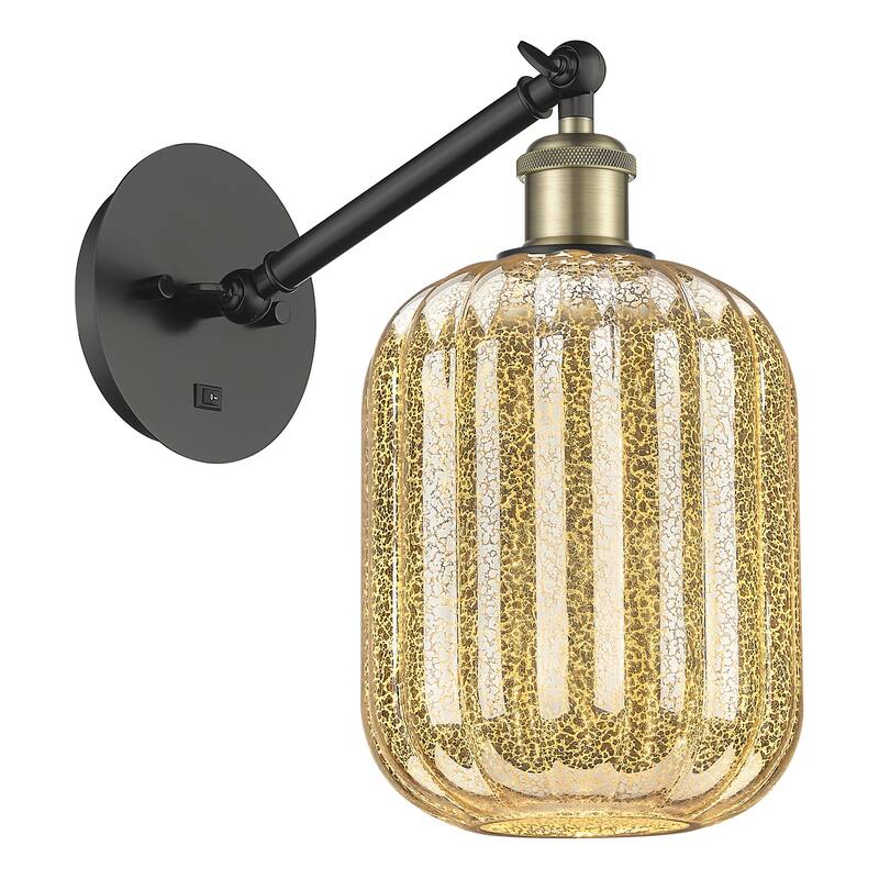 Innovations Lighting 317-1W-12-7 Preston Sconce Preston 12" Tall Wall - Black Antique Brass / Mercury