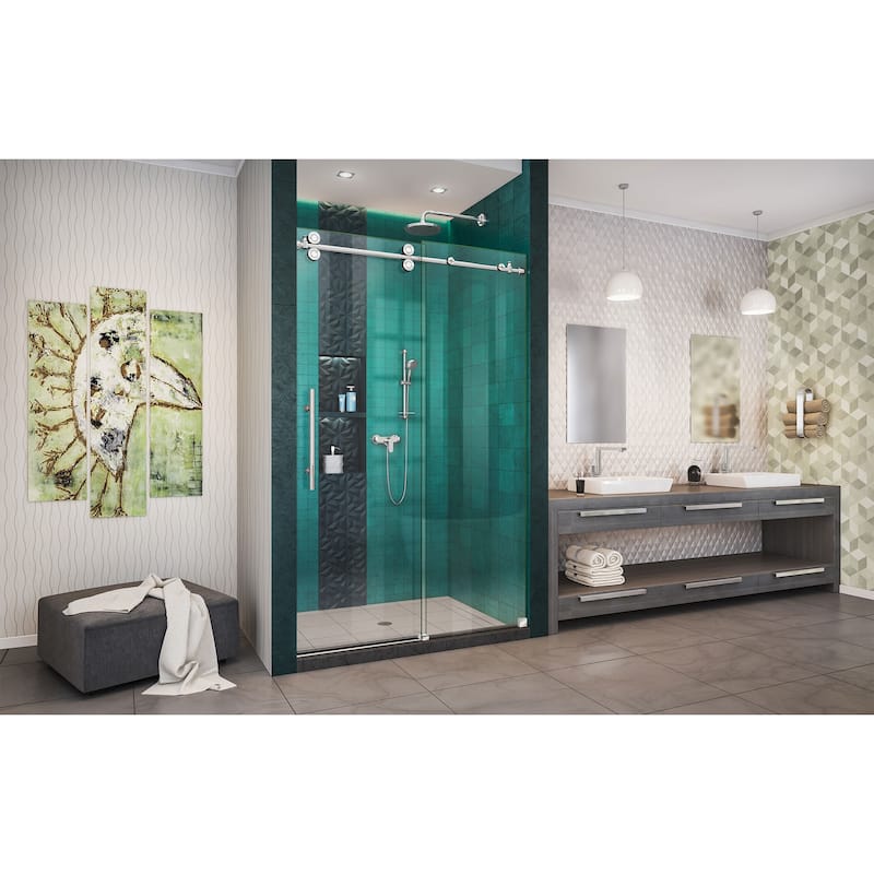 DreamLine Enigma-XO 44-48 in. W x 76 in. H Fully Frameless Sliding Shower Door - 44" - 48" W