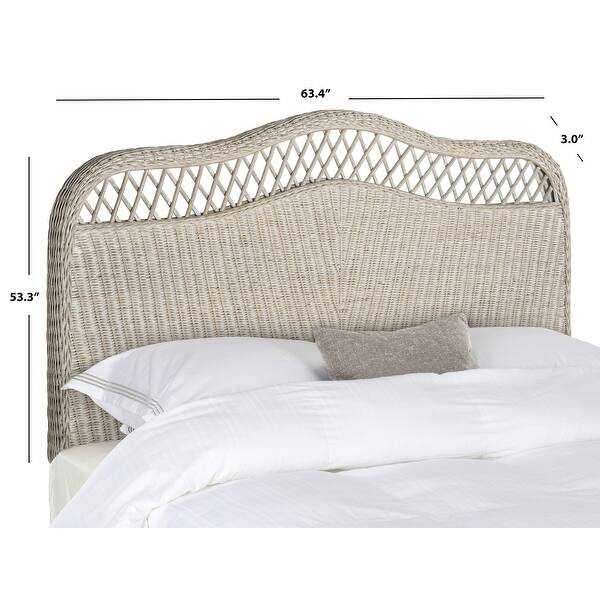 SAFAVIEH Sephina Antique Grey Rattan Headboard (Queen) On Sale Bed
