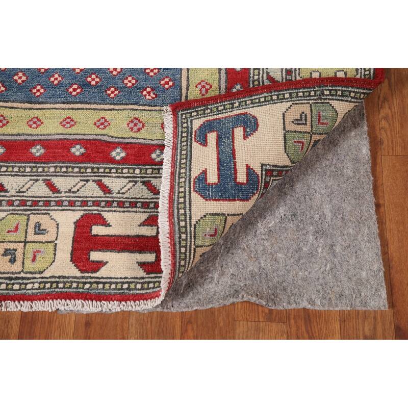 Geometric Kazak Area Rug Handmade Bedroom Wool Carpet - 4'11" x 6'6"