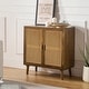 preview thumbnail 6 of 28, Woodland Multifunctional Rattan-Accented 2-Door Storage Stackable Buffet Cabinet with Solid and Wood Frame by HULALA HOME ESPRESSO