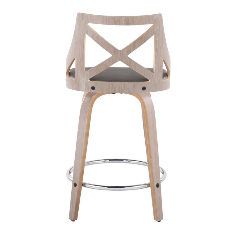 The Gray Barn Charlotte 24" Fixed-Height Counter Stool with Bent Wood Legs (Set of 2)