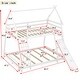 preview thumbnail 4 of 14, Twin over Queen House Bunk Bed, Solid Wood Low Bunk Bed Frame with Climbing Net & Climbing Ramp, for Kids Teens Boys Girls