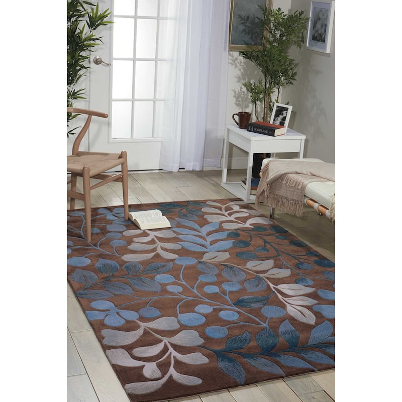 Nourison Contours Hand-tufted Botanical Area Rug - 7'3" x 9'3" - Mocha
