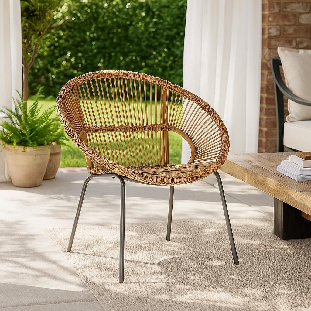 Natural Rattan Handwoven Papasan Accent Chair by East at Main
