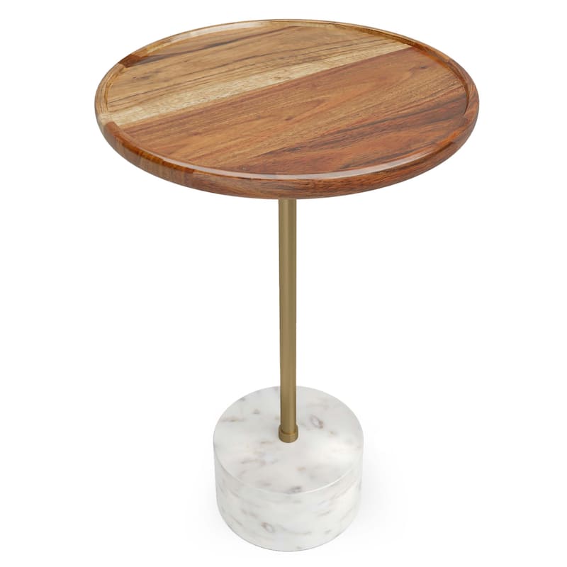 WYNDENHALL Straton SOLID ACACIA WOOD 15 inch Wide Round Modern Side Table in Natural