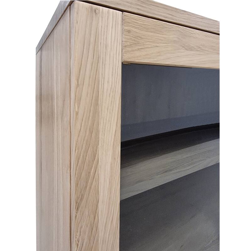 Palace Imports Premium 100% Solid European Oak Hardwood 6-Shelf Modular Bookcase with Tinted Glass Doors - 32" Wide, 71.5" Tall