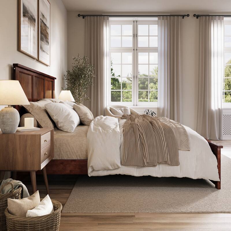 Charlotte Solid Wood Low Profile Platform Bed with Matching Footboard