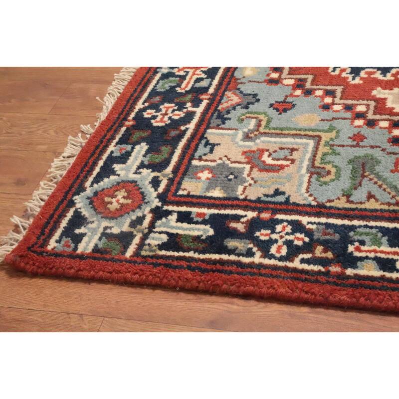 Hand Knotted Oriental 100% Wool Carpet Traditional Medallion Oranges & Rust Heriz (serapi) Area Rug - 5' 1'' X 3' 0''