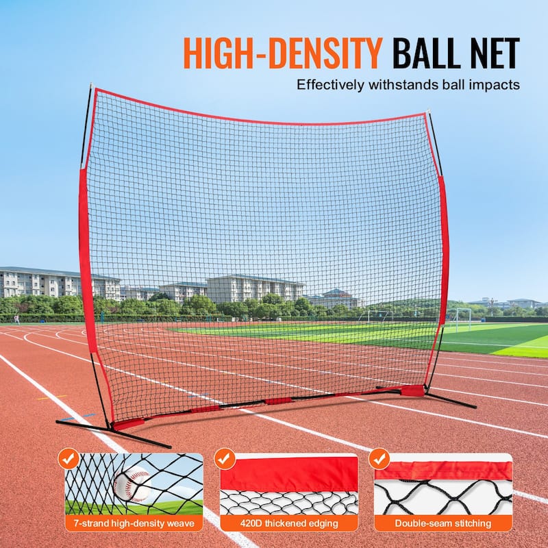 12 x 9 Feet Portable Compact Barricade Backstop Netting with Steel Pipe Frame and Carry Bag