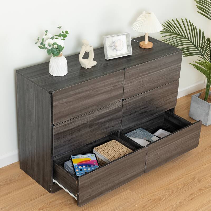 6-Drawer 47 in. W Dresser Chest of Drawers,Buffet Server Console Table Storge Cabinets,Accent Storage Cabinets No Handle